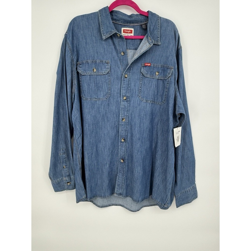 Wrangler Men's Denim Long Sleeve Button Up NWT XL